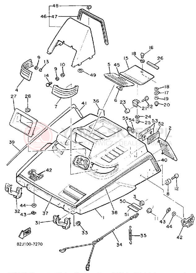 Schemat "SHROUD - WINDSHIELD" do Yamaha EXCEL III EC340L
