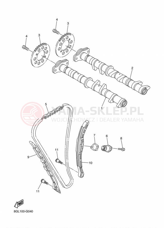 Schemat "Rozrząd - łańcuszek" do Yamaha SRVIPER M TX 153 SR10M53FB