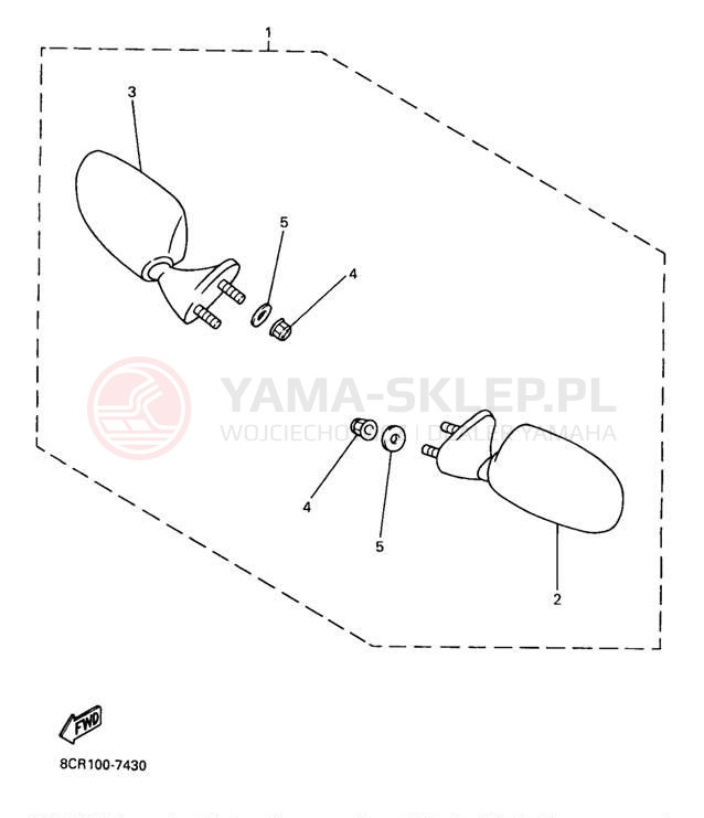 Schemat "Lusterko wsteczne" do Yamaha VENTURE 500 VT500B/VT600B