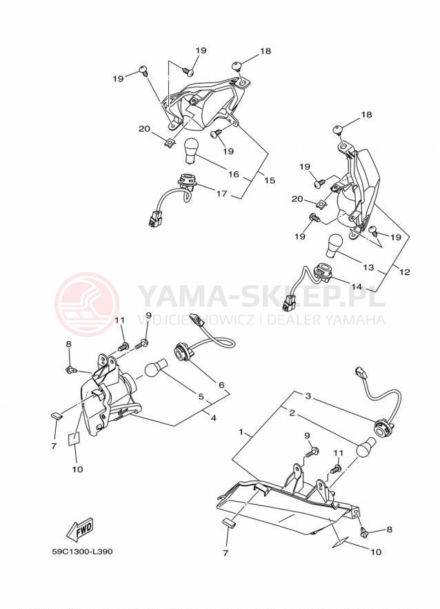Schemat "kierunkowskazy" do Yamaha TMAX XP500F