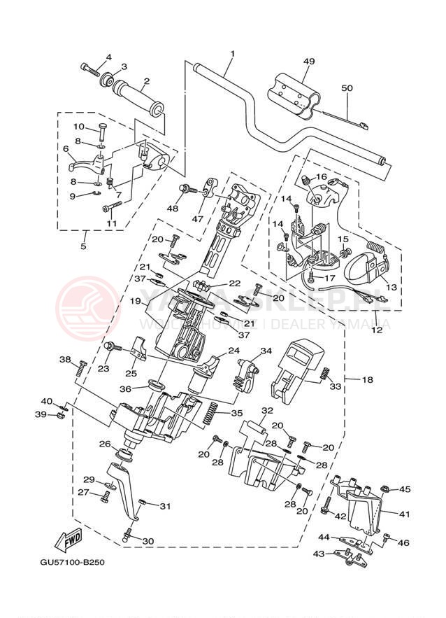 Schemat "Kierownica i osprzęt" do Yamaha SUV1200 SV1200B