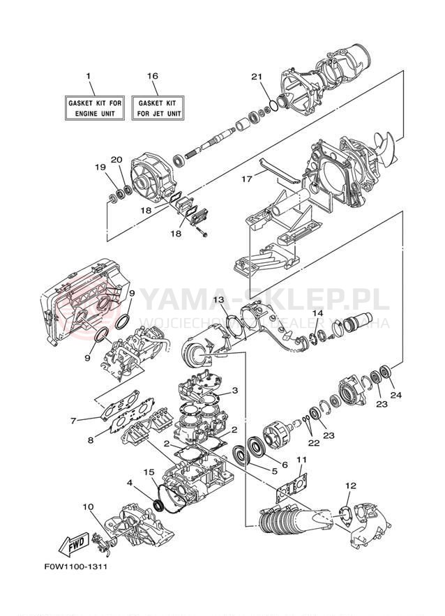 Schemat "Zestaw naprawczy" do Yamaha WaveRunner GP800R GP800AD