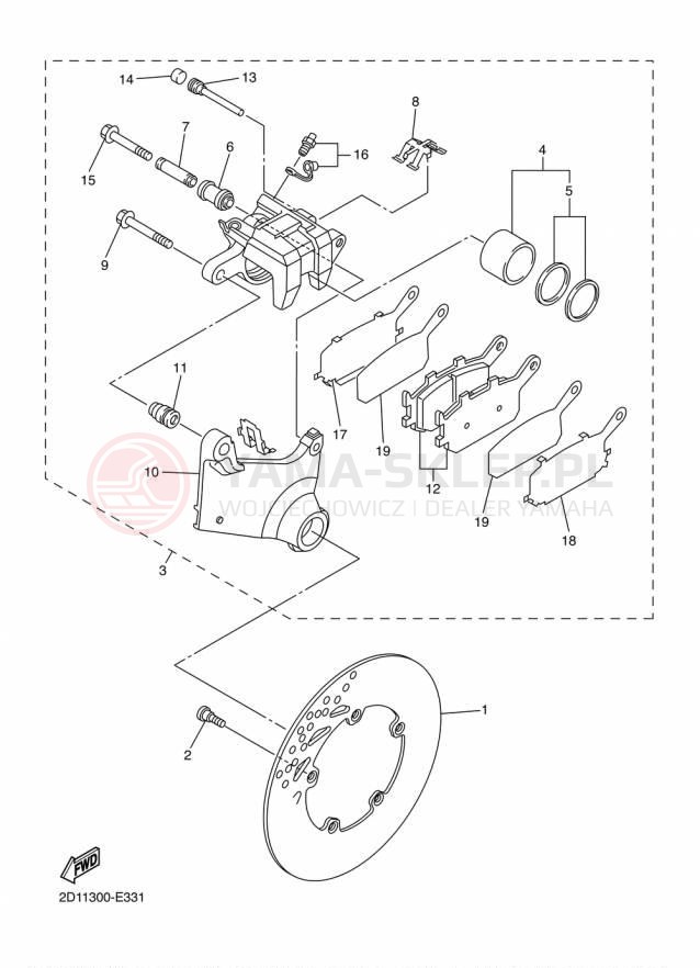 Schemat "Zacisk hamulcowy tylny" do Yamaha FZS1 FZS10FGY/FZS10FCGY