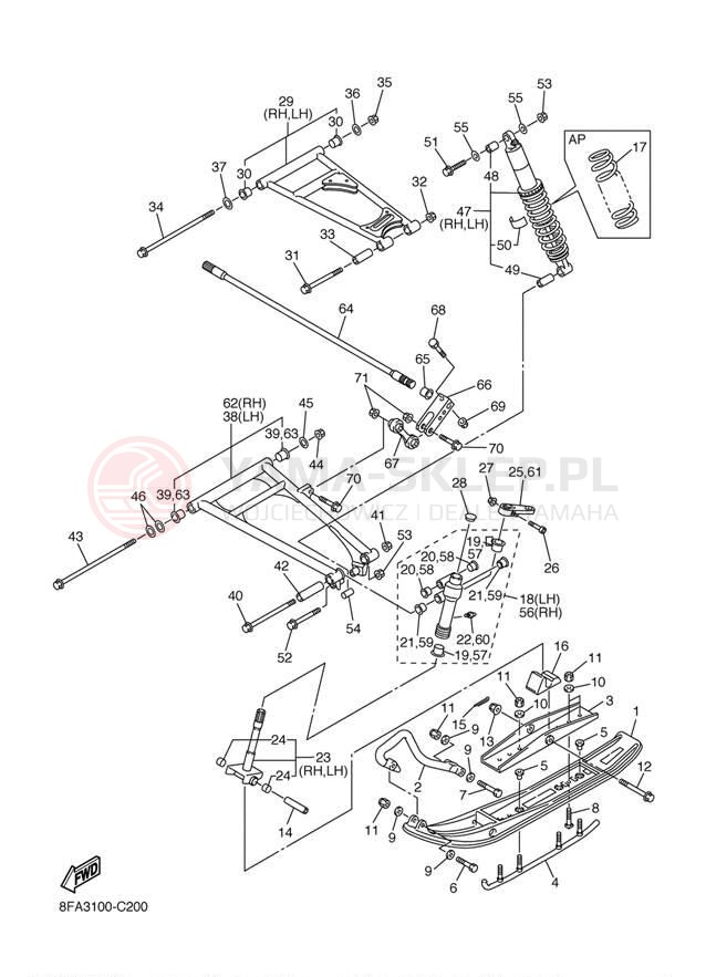 Schemat "płozy" do Yamaha RX WARRIOR RXW10J/RXW10SJ