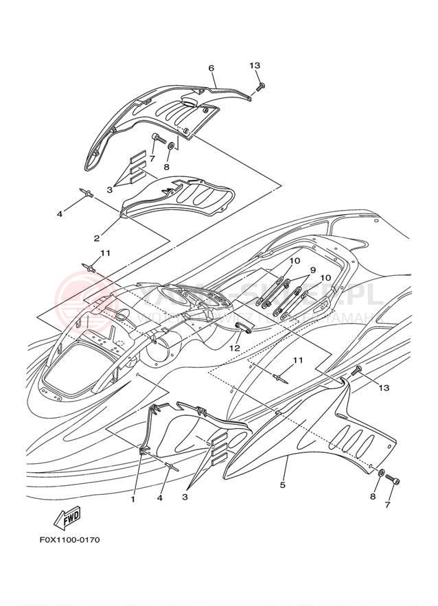 Schemat "ENGINE HATCH" do Yamaha GP1200 GP1200AA/GP1200ACA