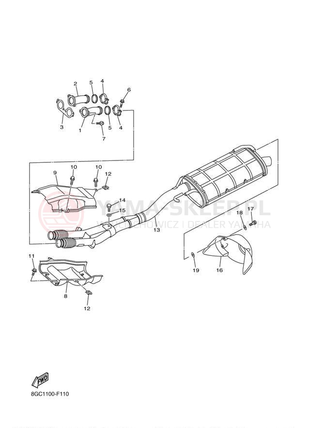 Schemat "Wydech końcowy" do Yamaha PHAZER GT PZ50GTW
