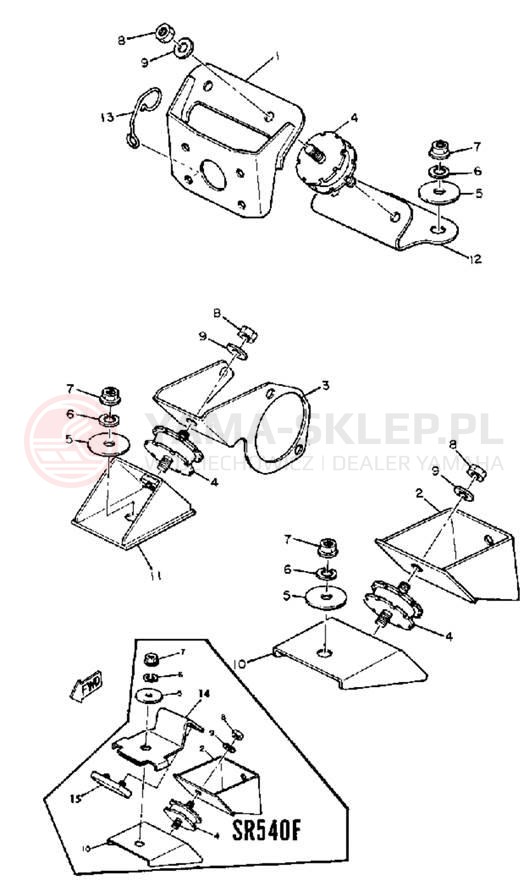Schemat "Mocowanie silnika" do Yamaha SR540F