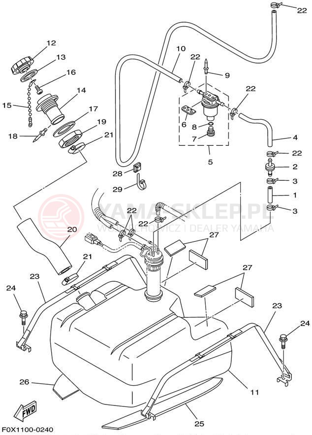 Schemat "zbiornik paliwa" do Yamaha GP800R GP800AZ