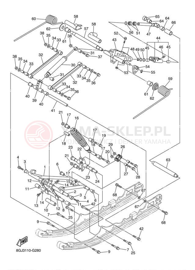 Schemat "Zawieszenie gąsiennicy" do Yamaha VENTURE LITE PZ50VTYR/PZ50VTYS