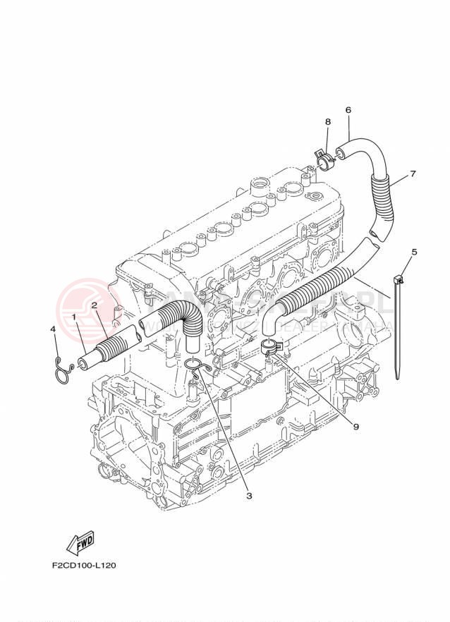 Schemat "Odpowietrzenie układu smarowania" do Yamaha AR192 RM1800AP/RM1800BP