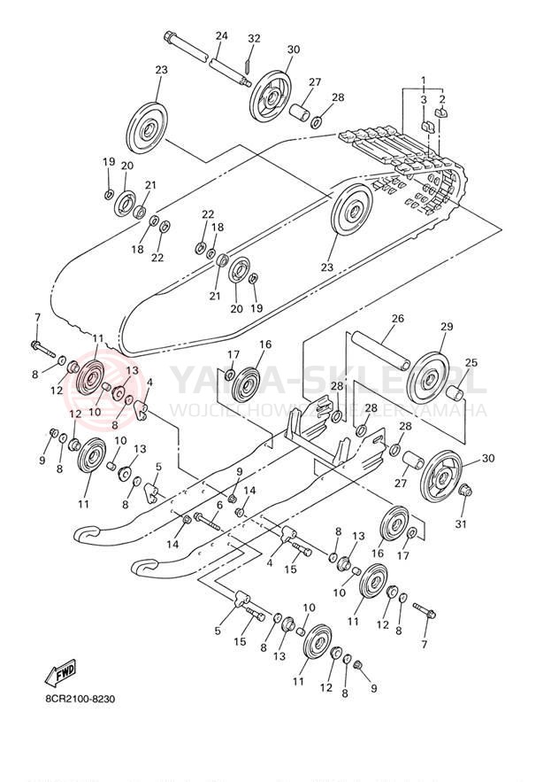 Schemat "Zawieszenie gąsiennicy" do Yamaha VENTURE 500 VT500F/VX500DXF