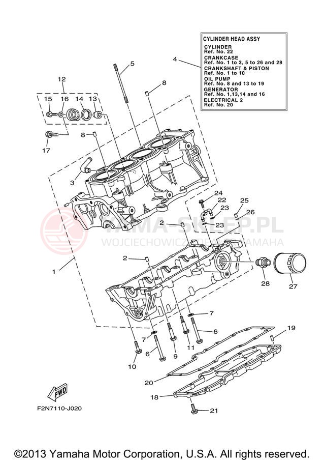 Schemat "Obudowa silnika" do Yamaha WAVERUNNER VX SPORT VX1100J
