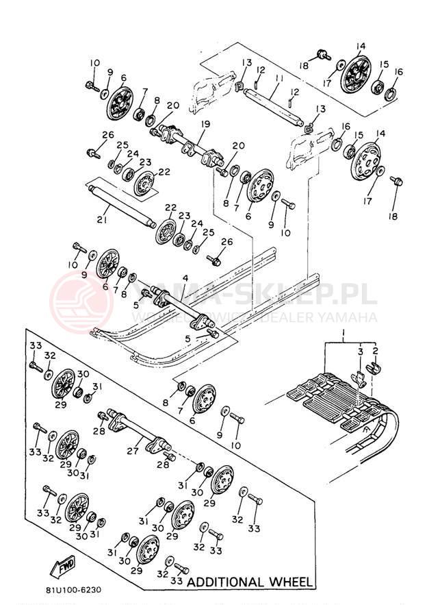 Schemat "Zawieszenie gąsiennicy" do Yamaha BRAVO LT BR250TA