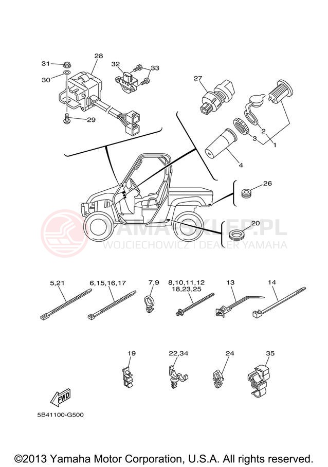 Schemat "układ elektryczny" do Yamaha RHINO 700FI YXR70FXR/YXR70FXGR
