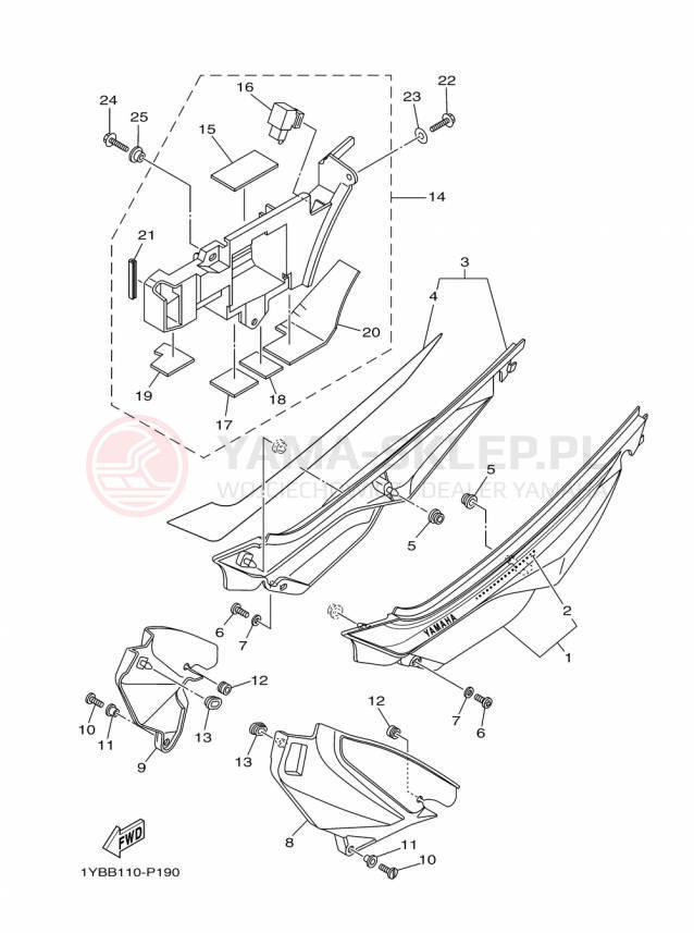 Schemat "Pokrywa boczna" do Yamaha XT250 XT250F/XT250FC