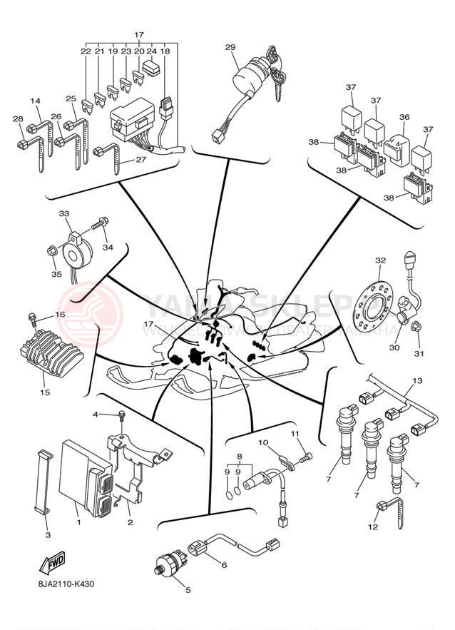Schemat "układ elektryczny" do Yamaha RS VECTOR GT RS90GTAS