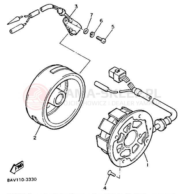 Schemat "prądnica" do Yamaha EXCITER II SX EX570SXT