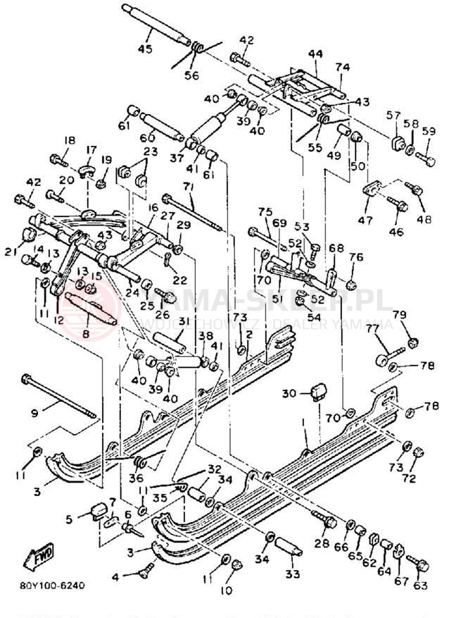 Schemat "Zawieszenie gąsiennicy" do Yamaha EXCEL III EC340K