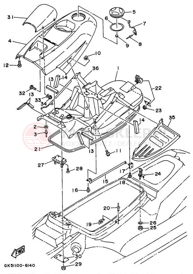 Schemat "ENGINE HATCH" do Yamaha WAVE BLASTER II WB760U