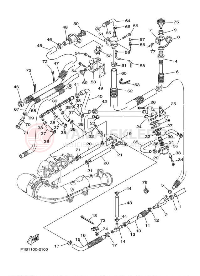 Schemat "Wydech końcowy" do Yamaha FX140 FX1000CA/FX1000A