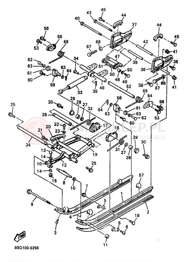 Schemat "Zawieszenie gąsiennicy" do Yamaha BRAVO LT BR250TB