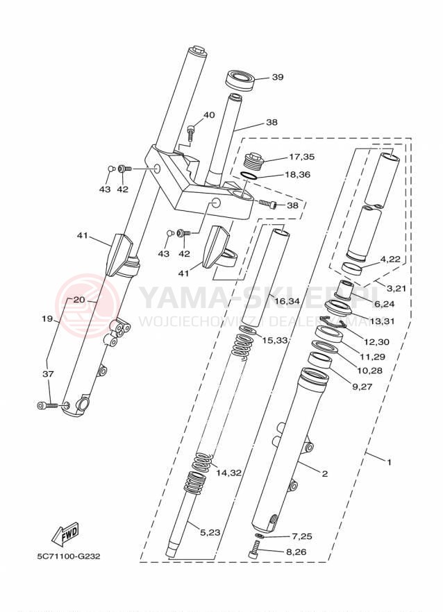 Schemat "Amortyzatory przód" do Yamaha RAIDER XV19CFCGY/XV19CFGY