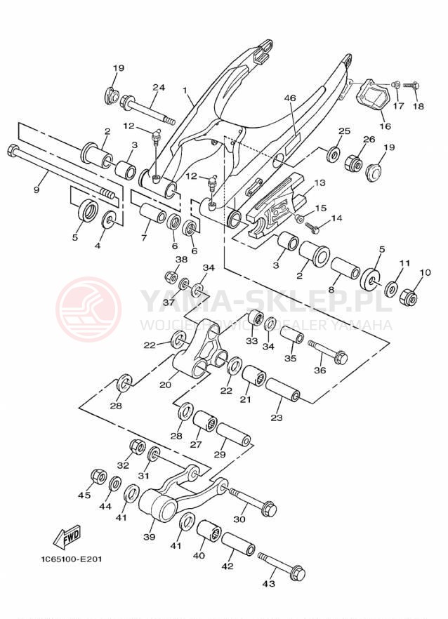 Schemat "wahacz" do Yamaha TTR230 TTR230F