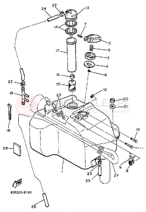 Schemat "zbiornik paliwa" do Yamaha VK540 VK540EN