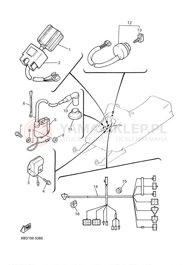 Schemat "układ elektryczny" do Yamaha BR250TF