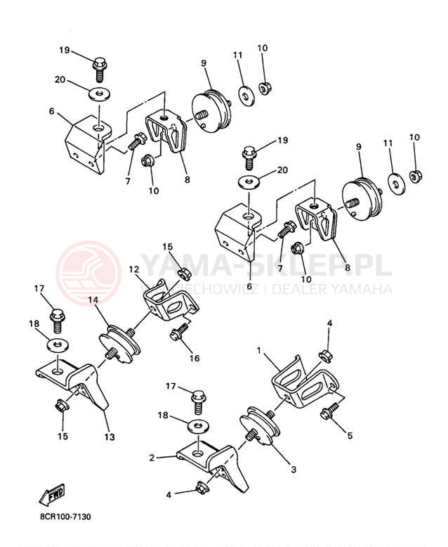 Schemat "Mocowanie silnika" do Yamaha VENTURE 500 VT500B/VT600B