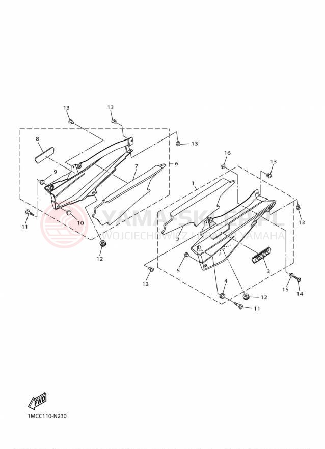 Schemat "Pokrywa boczna" do Yamaha FJR1300A FJR13AFC/FJR13AF