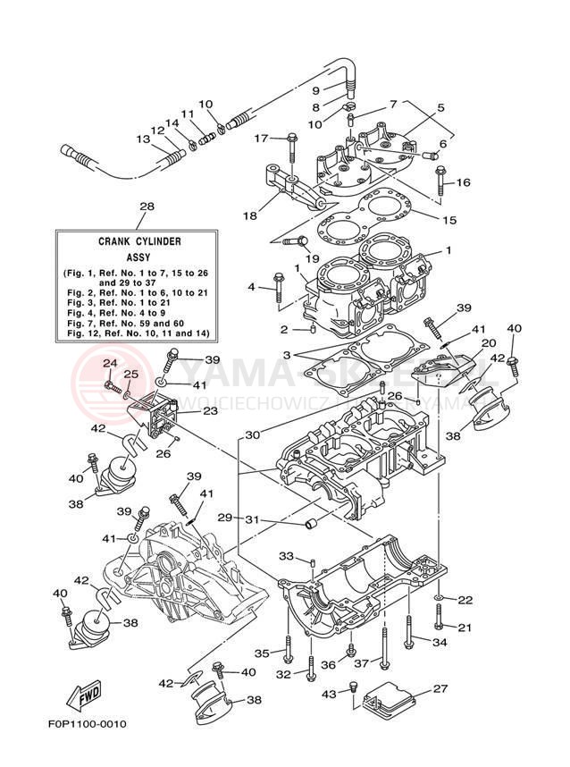 Schemat "Obudowa silnika - cylinder" do Yamaha XL800 XA800Y