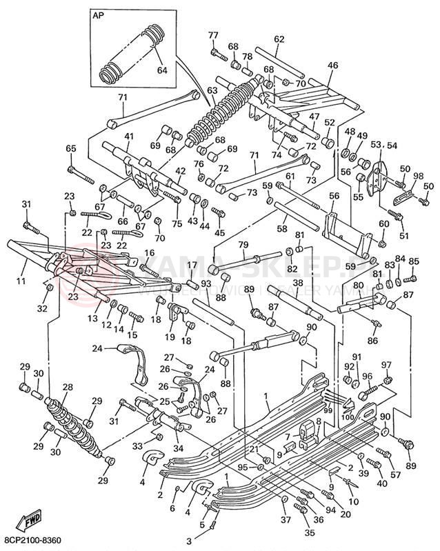 Schemat "Zawieszenie gąsiennicy" do Yamaha MOUNTAIN MAX 600 MM600PC