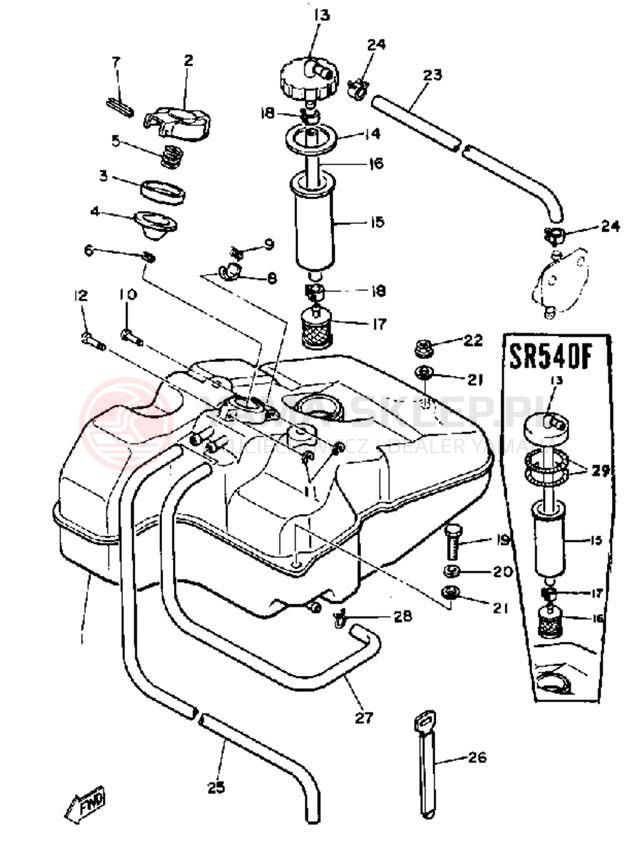 Schemat "zbiornik paliwa" do Yamaha SR540F