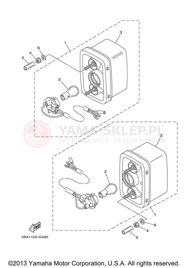 Schemat "lampa tył" do Yamaha RHINO 700FI YXR70FXR/YXR70FXGR