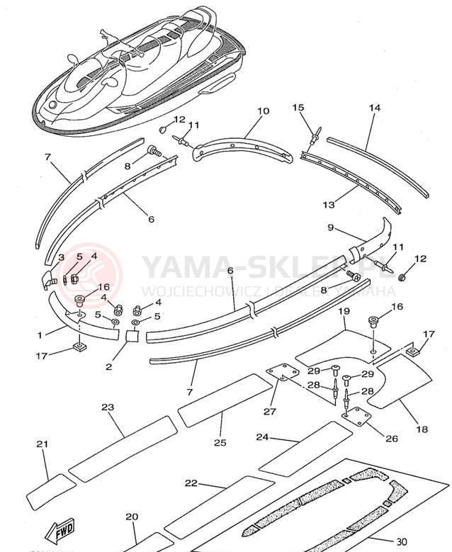 Schemat "GUNWALE - MAT" do Yamaha WAVE RUNNER XL760 XL760X