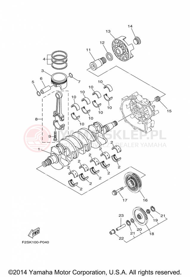 Schemat "Wał korbowy, tłok" do Yamaha WAVE RUNNER FX SHO FA1800P