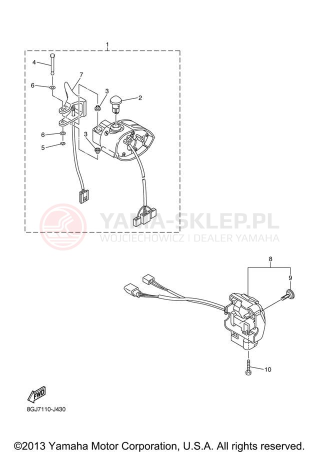 Schemat "Kierownica i osprzęt" do Yamaha PHAZER RTX PZ50RTZO/PZ50RTZB