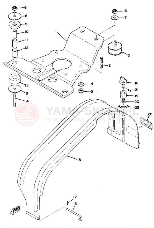 Schemat "ENGINE BRACKET - DRIVE GUARD" do Yamaha GPX338G/GPX433G