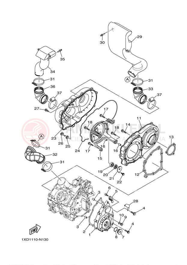 Schemat "Pokrywa silnika" do Yamaha VIKING 700 YXM700DER