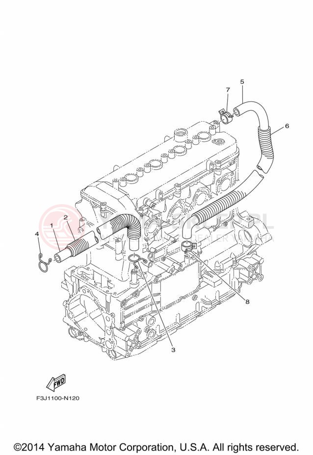 Schemat "Odpowietrzenie układu smarowania" do Yamaha FX SVHO FC1800P