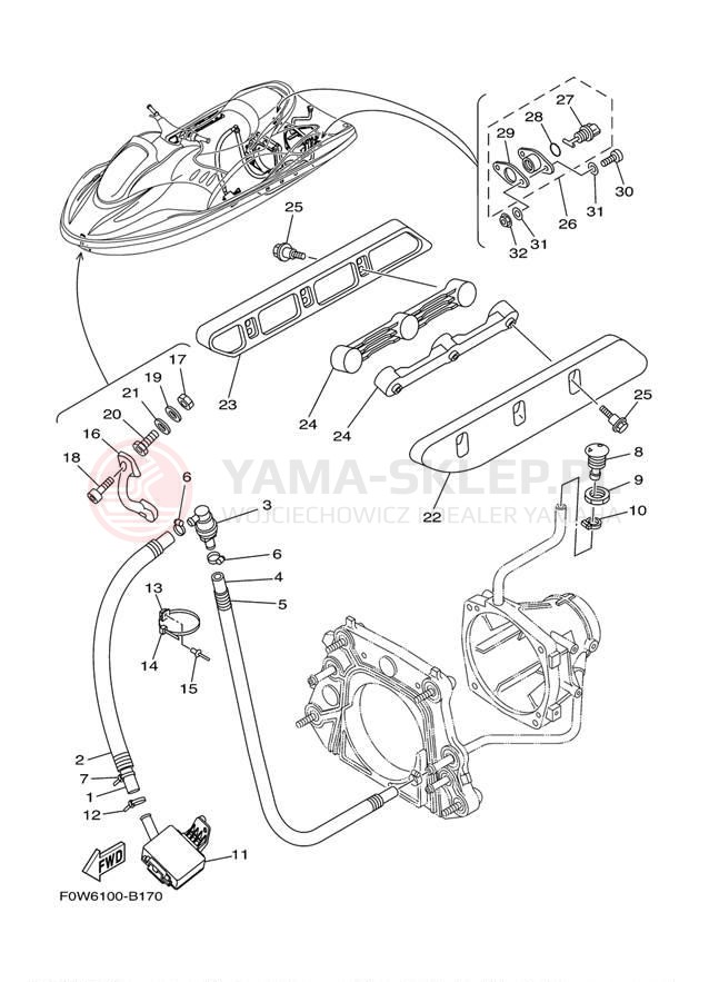 Schemat "HULL & DECK" do Yamaha GP800R GP800AB