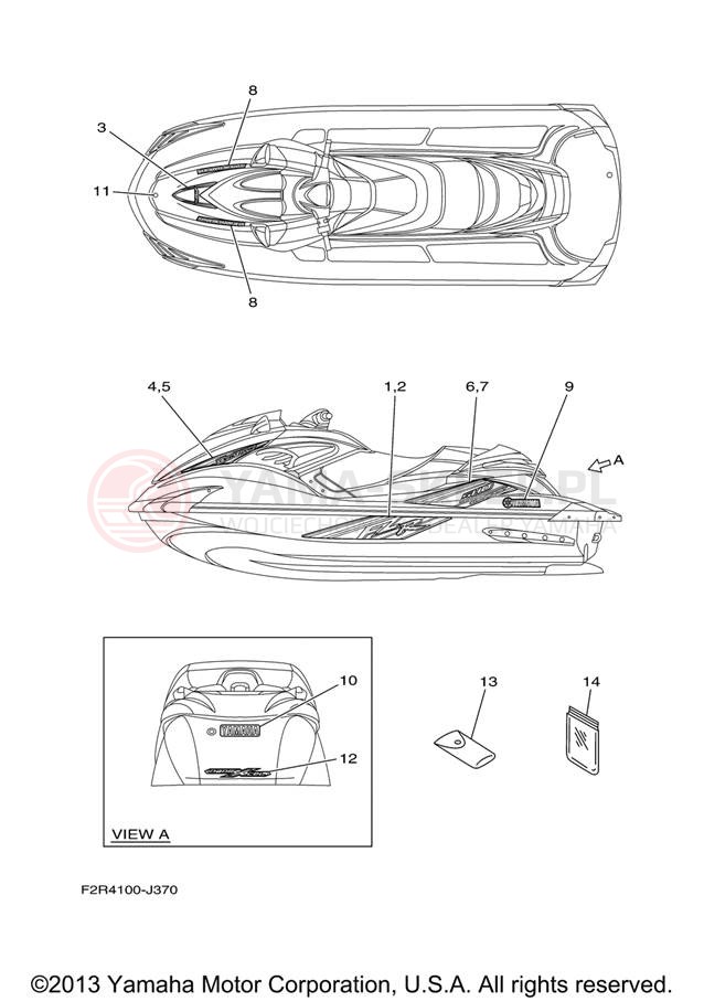 Schemat "naklejki" do Yamaha WAVERUNNER FZR GX1800J