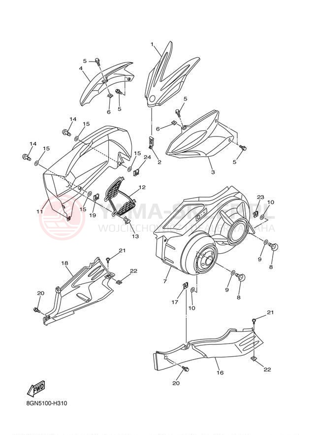 Schemat "Osłony" do Yamaha PHAZER RTX PZ50RTYO/PZ50RTYW