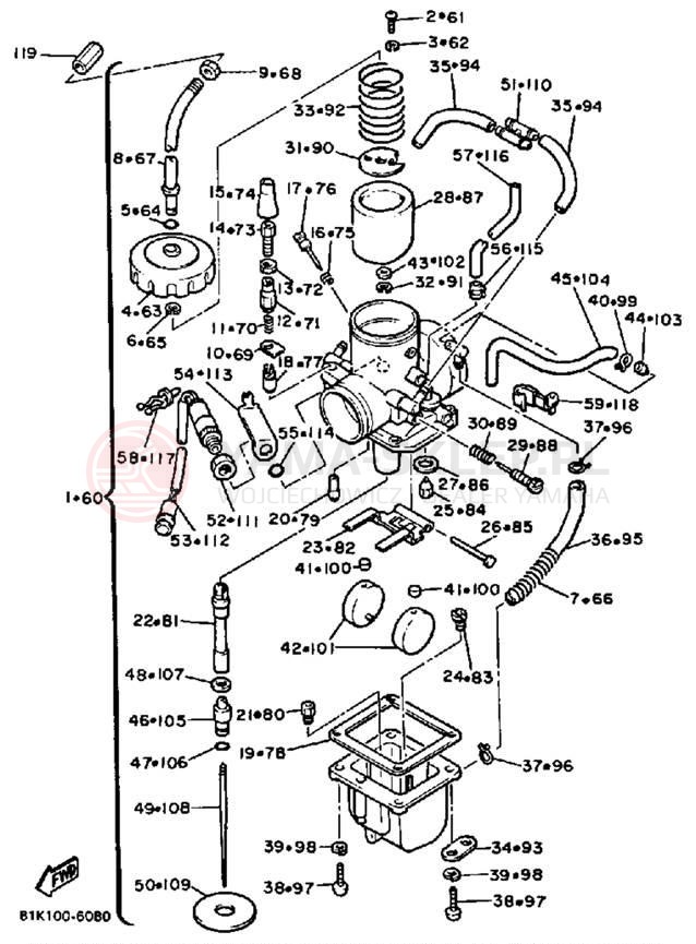Schemat "Gaźnik" do Yamaha V-MAX VMX540L