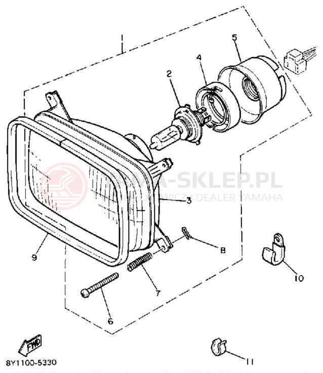 Schemat "Lampa przód" do Yamaha BRAVO T (LONG TRACK) BR250TL