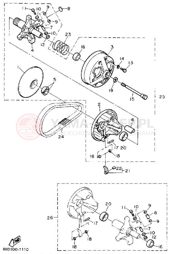 Schemat "PRIMARY SHEAVE" do Yamaha BRAVO LT (LONG TRACK) BR250TT