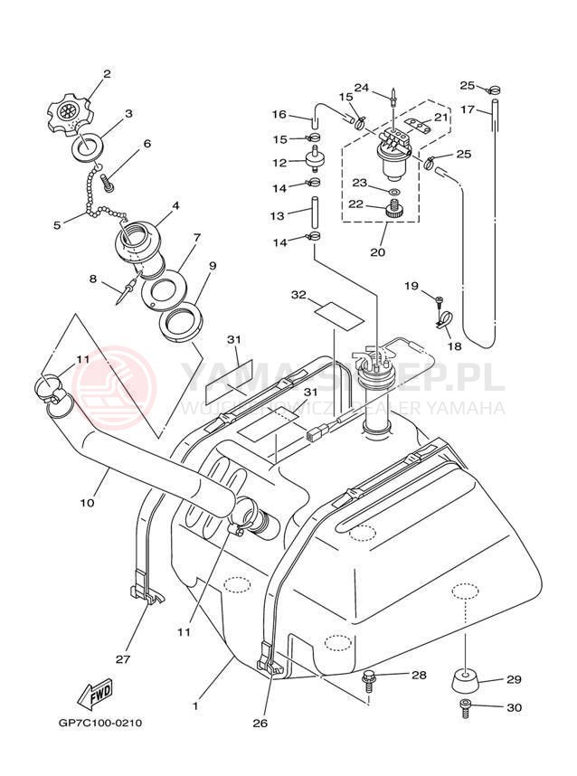 Schemat "zbiornik paliwa" do Yamaha GP760 GP760Y