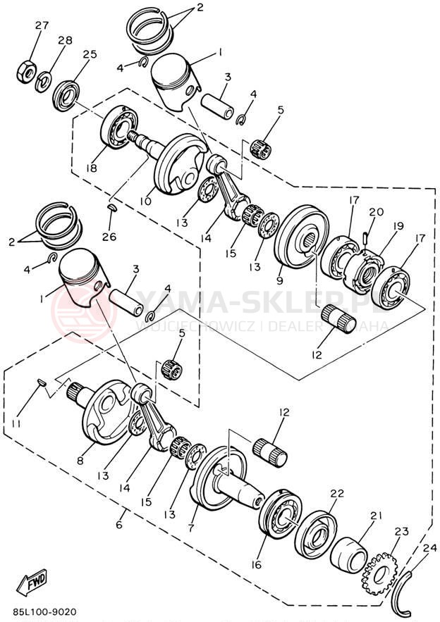 Schemat "Wał korbowy, tłok" do Yamaha CS340 CS340ED