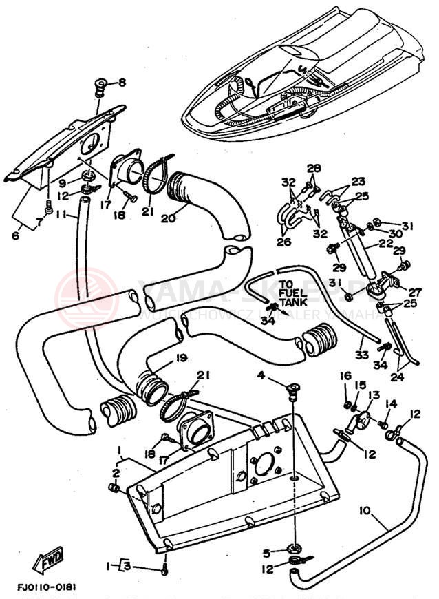 Schemat "odpowietrzenie" do Yamaha WAVE RUNNER III WRA650P